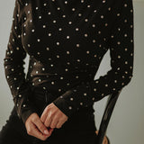 PILAR BLACK STUDS LONGSLEEVE SHIRT
