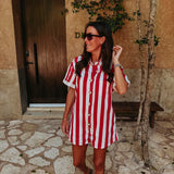 ILUSION RED/WHITE STRIPED PLAYSUIT