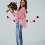 XOXO PINK/RED STRIPED BLOUSE