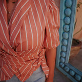 KHAYAL TERRACOTTA STRIPED BLOUSE
