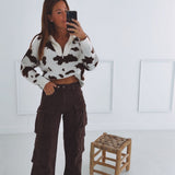 ANNELEEN ECRU COW PRINT PULLOVER