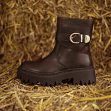 WESTON BROWN LEATHER BELT BOOTS