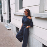 RONJA DARK BLUE CUT-OUT T-SHIRT