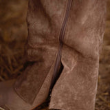 LIZZIE BEIGE SUEDE FOLD OVER BOOTS