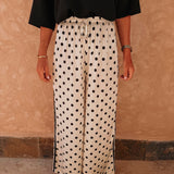 GHITA WHITE POLKADOTS WIDE LEG PANTS