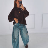 DELMA BROWN OPEN BACK SWEATER