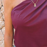 CALELLA BORDEAUX ONE SHOULDER BLOUSE