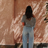 DALILA DARK BLUE/ECRU STRIPED T-SHIRT