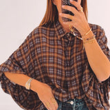 NORAH GREY/BROWN CHECKERED BLOUSE