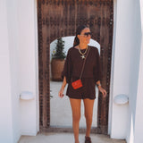 EIVISSA BROWN TWO-PIECE SET