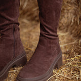 BONNIE BROWN VELOUR BOOTS