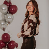 CUDDLE UP  BEIGE/BROWN ARGYLE SWEATER