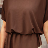 CERELIA BROWN RIBBED BLOUSE