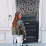 IVYLYN KHAKI LEATHER JACKET