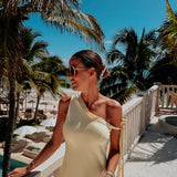 BRUMA DE LUNA LIGHT YELLOW ONE SHOULDER DRESS