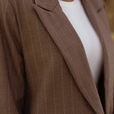 JUNIA TAUPE STRIPED BLAZER