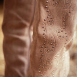 PRISCILLA BEIGE STUDS COWBOY BOOTS