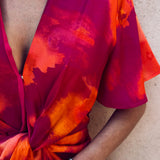 ELMIRA MAGENTA/ORANGE KNOT DRESS
