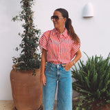 YOLANDA RED STRIPED BLOUSE