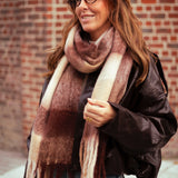 BROWN/BEIGE CHECKERED SCARF