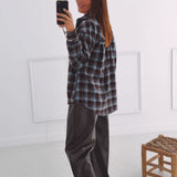 GREET BROWN CHECKERED RHINESTONE BLOUSE