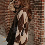 ANOUCK BEIGE/BROWN ARGYLE DRESS