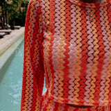 NOCHE ORANGE/PINK CROCHET BLOUSE