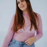 KYENNA PINK LACE LONGSLEEVE TOP