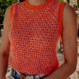 LUJOSA ORANGE/PINK CROCHET TOP