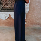 MEKNES DARK BLUE STRIPED BELT PANTS