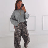 TAUPE LEOPARD BARREL JEANS A5285