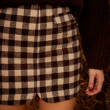 DOREAH BROWN/BEIGE CHECKERED SKIRT