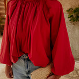 PARADISE RED OPEN BACK BLOUSE