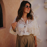 ZAREEN ECRU CROCHET BLOUSE