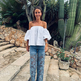CADIZ EMBROIDERED WIDE LEG JEANS 05852