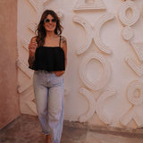 NEZRA BLACK CROPPED TOP