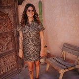 SIROCCO BEIGE BROWN LEOPARD DRESS