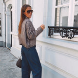 KESSY BROWN/DARK BLUE CHECKERED JACKET
