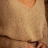 PIPPA WARM BEIGE KNIT FRINGE DRESS