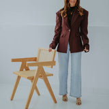 ANOUSHKA'S GO-TO DARK BURGUNDY BLAZER