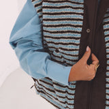 LINDE BROWN/LIGHT BLUE TEDDY JACKET
