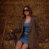 CASSIDY BLUE BANDEAU DENIM DRESS