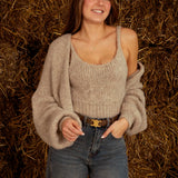 THEA BEIGE TOP AND CARDIGAN SET