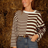 SEREN BROWN STRIPED LONGSLEEVE SHIRT