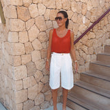 OROPESA ECRU LINEN BERMUDA SHORT