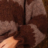 SERENNA TAUPE/BROWN STRIPED KNIT SWEATER
