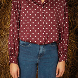 NATASHA BURGUNDY POLKADOTS BLOUSE