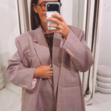 CHARLOTTE PINK CHECKERED  BLAZER