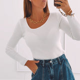 CAMELIA WHITE RIBBED LONGSLEEVE SHIRT