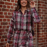 HAZY HUG BORDEAUX CHECKERED BLOUSE